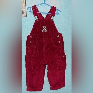 Canyon River Blues Red Kids Overalls with Bear Patch